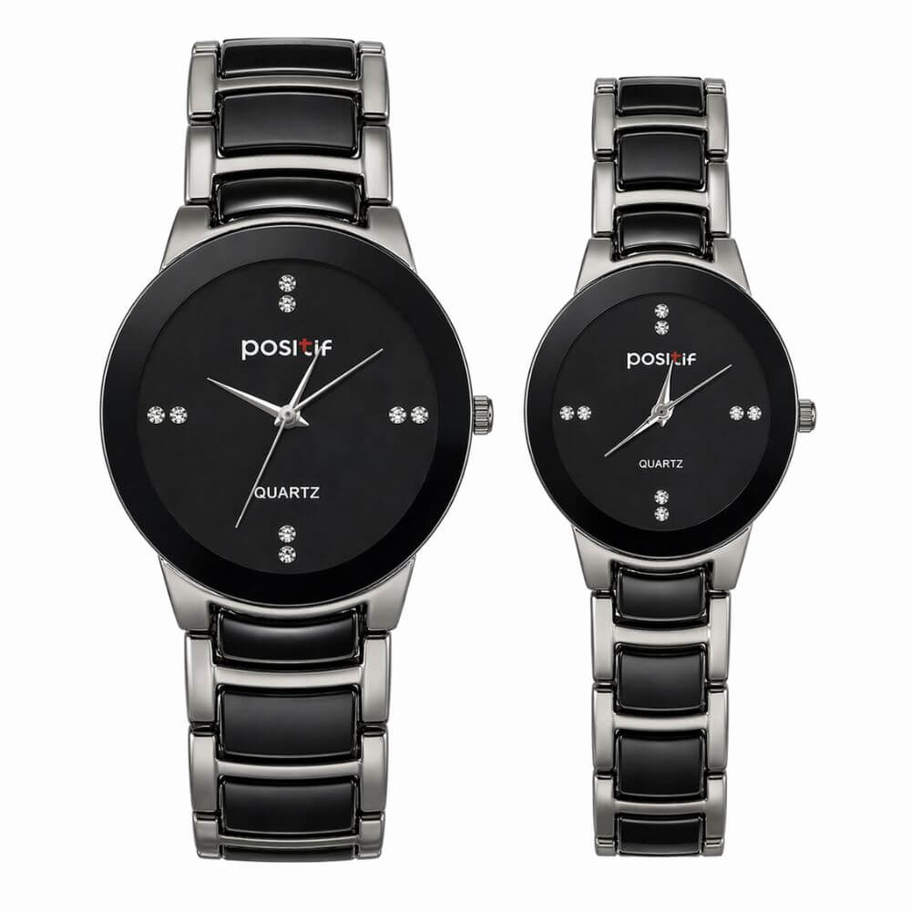 Black Silver Couple Watch